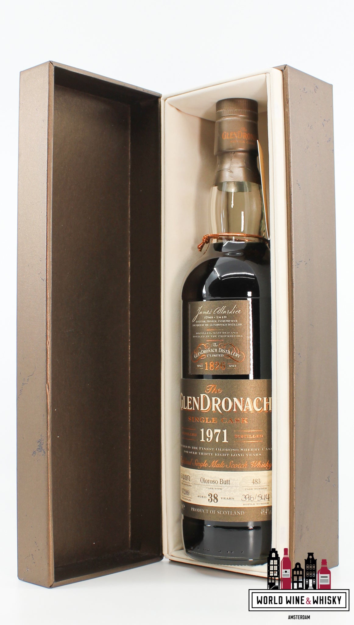 Glendronach 38 Years Old 1971 2009 - Cask 483 - Single Cask 49.4% (1 of 544) - WORLD WINE WHISKY 