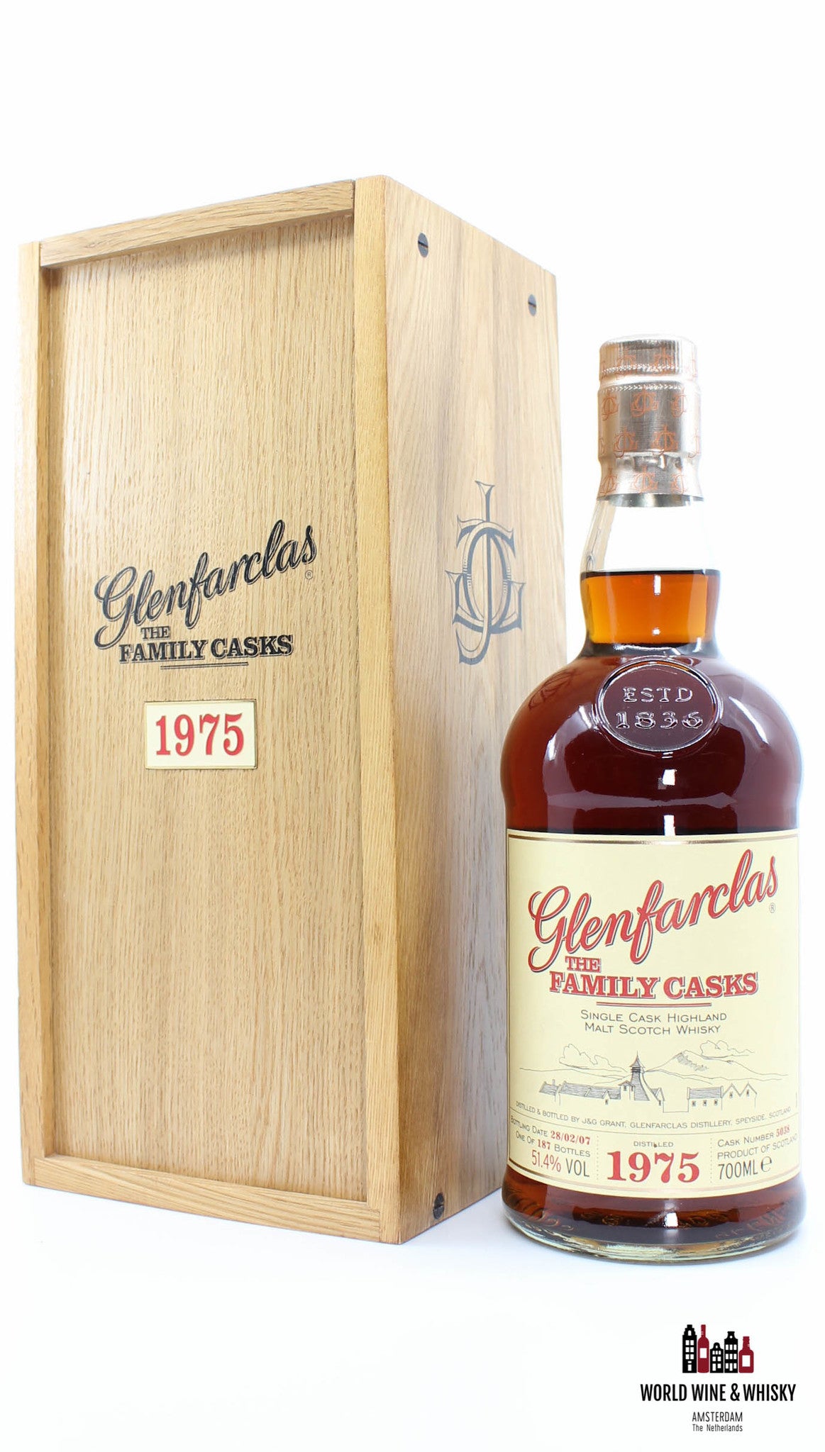 Glenfarclas 31 Years Old 1975 2007  Cask 5038 - The Family Casks 51.4% - WORLD WINE WHISKY 
