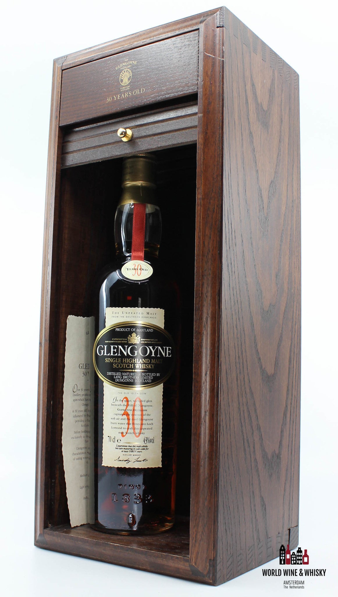 Glengoyne 30 Years Old 43% (in a big luxury wooden case) - WORLD WINE WHISKY 