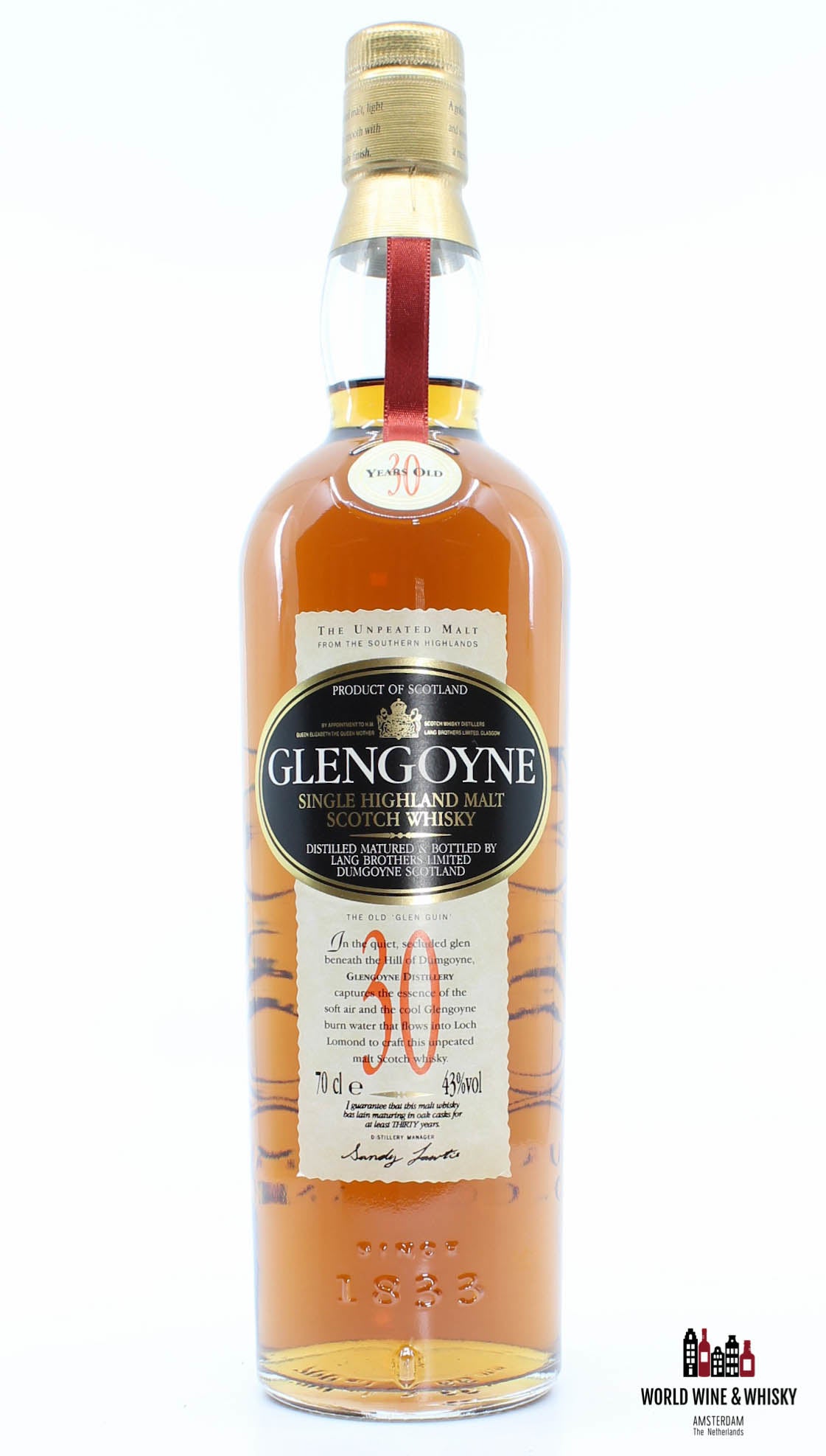 Glengoyne 30 Years Old 43% (in a big luxury wooden case) - WORLD WINE WHISKY 