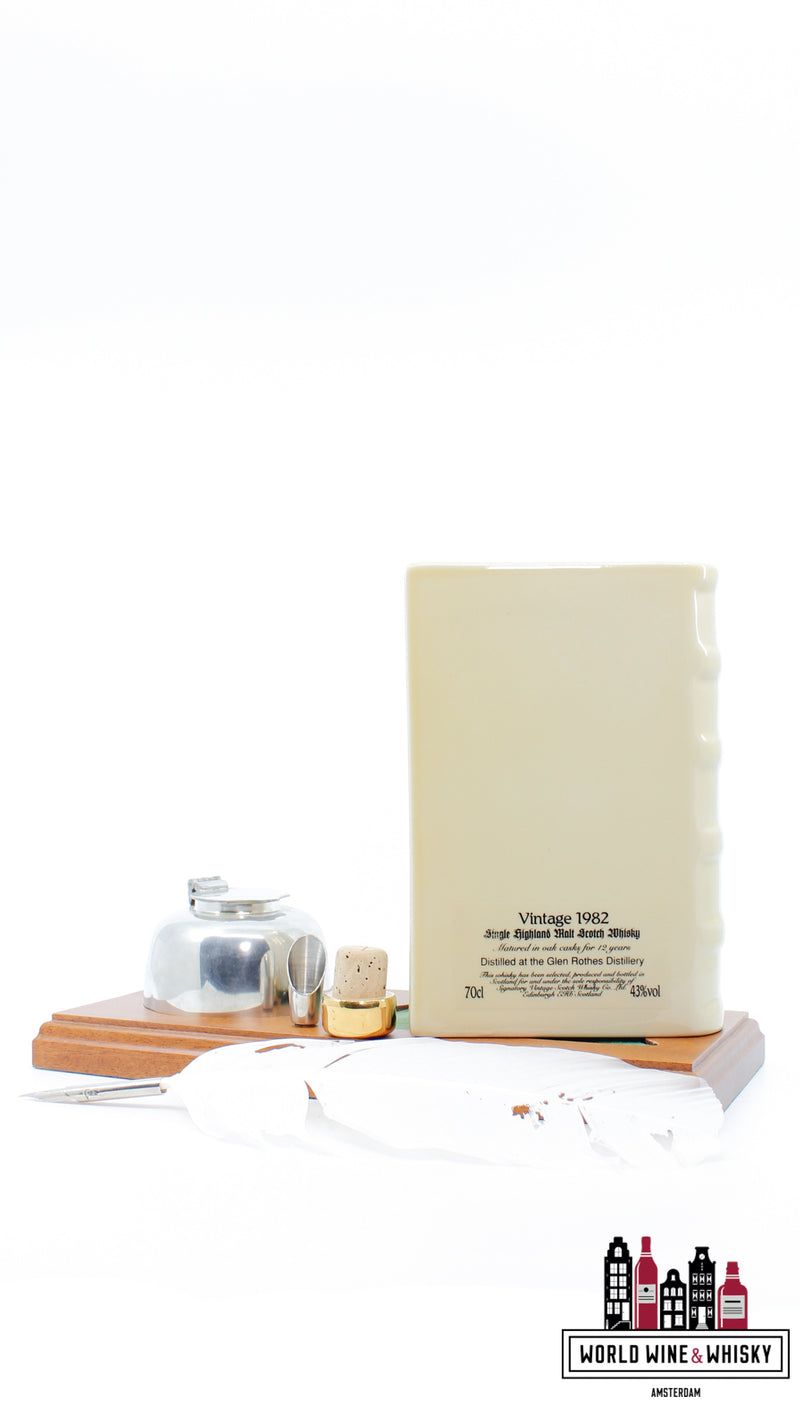 Glenrothes 12 Years Old 1982 - Ceramic Book - Signatory Vintage 43% - WORLD WINE WHISKY 