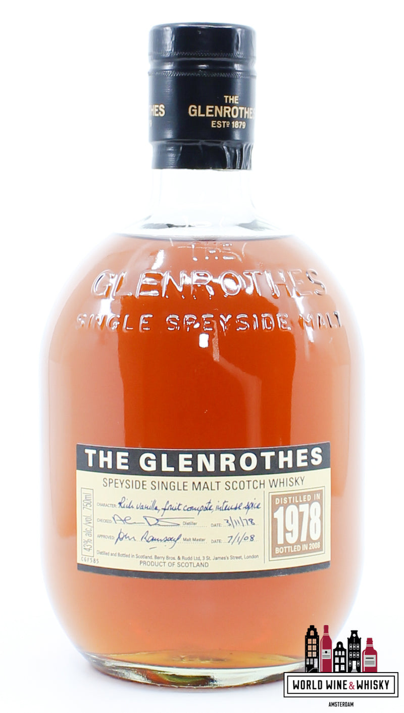 Glenrothes 29 Years Old 1978 2008 43% 750ml - WORLD WINE WHISKY 