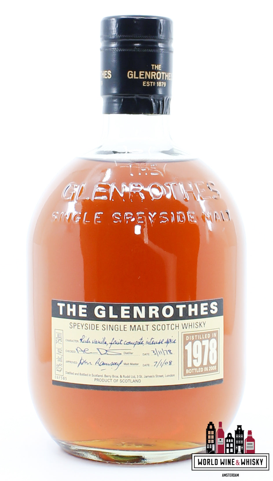 Glenrothes 29 Years Old 1978 2008 43% 750ml - WORLD WINE WHISKY 