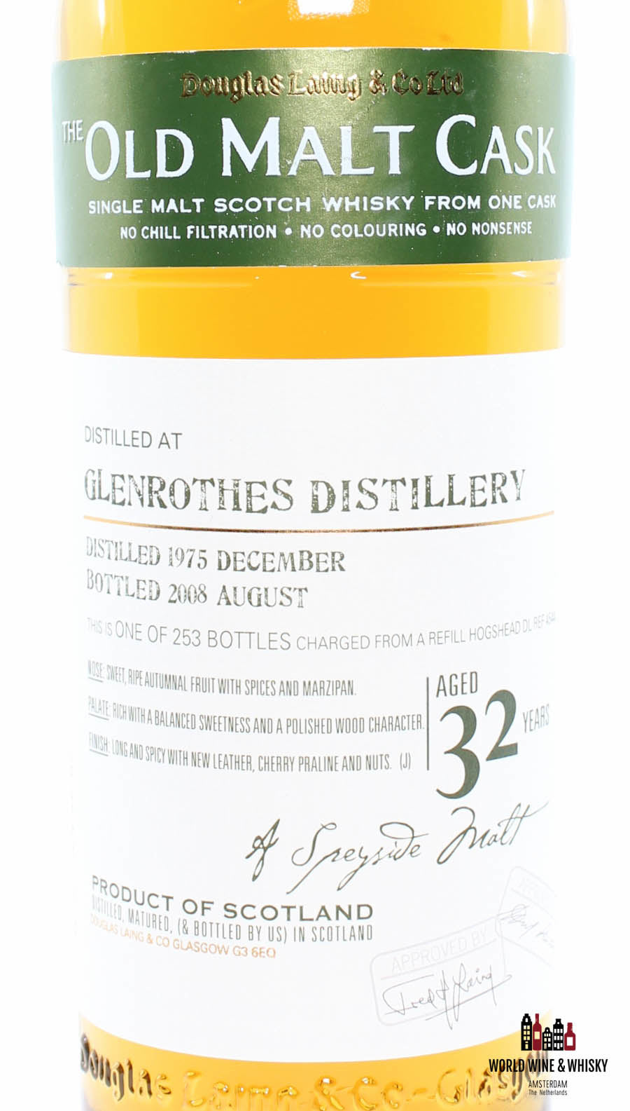 Glenrothes 32 Years Old 1975 2008 - Cask DL 4544 - Douglas Laing - The Old Malt Cask 50% (1 of 253) - WORLD WINE WHISKY 
