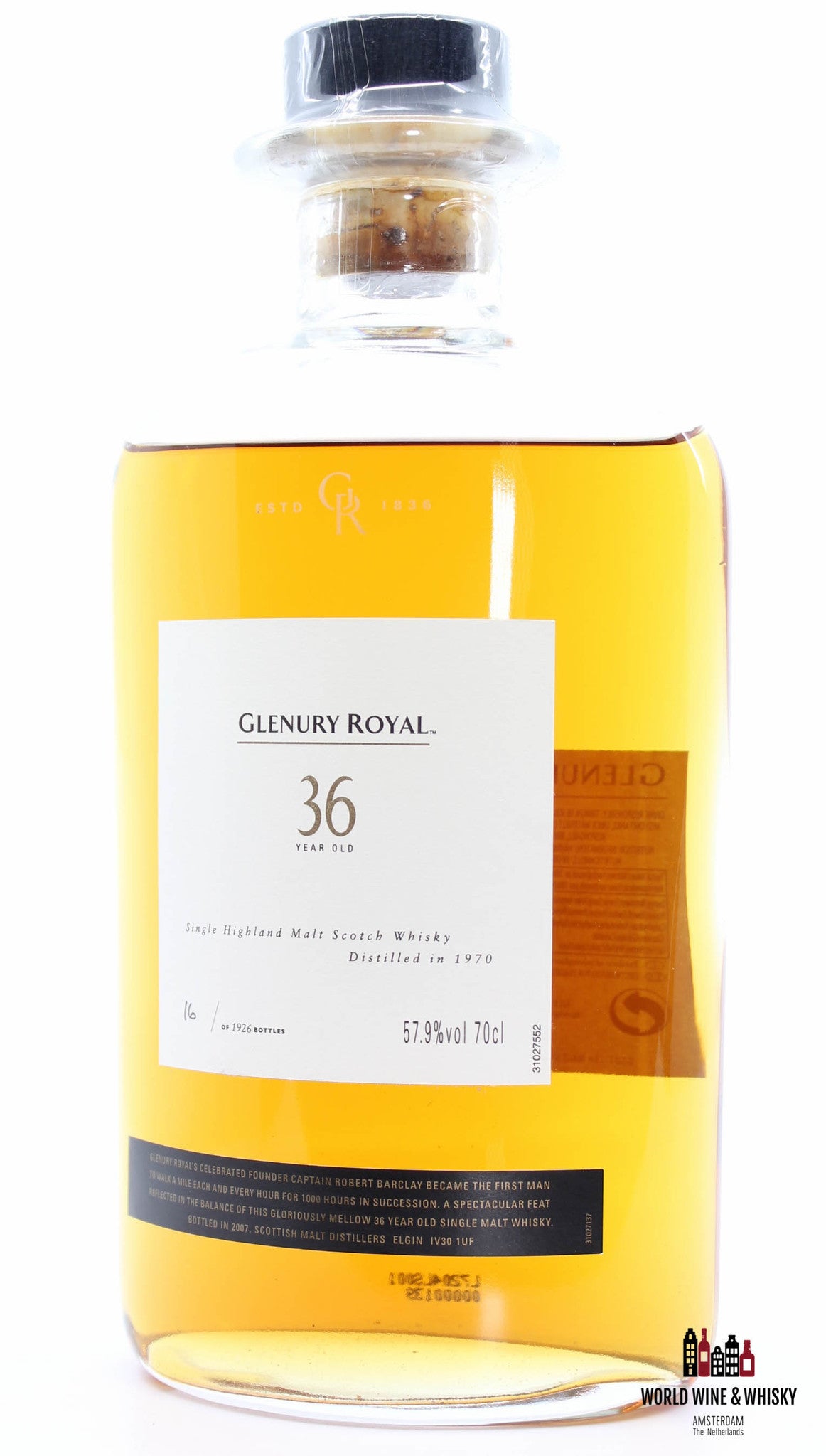 Glenury Royal 36 Years Old 1970 2007 57.9% (Closed Distillery) - WORLD WINE WHISKY 