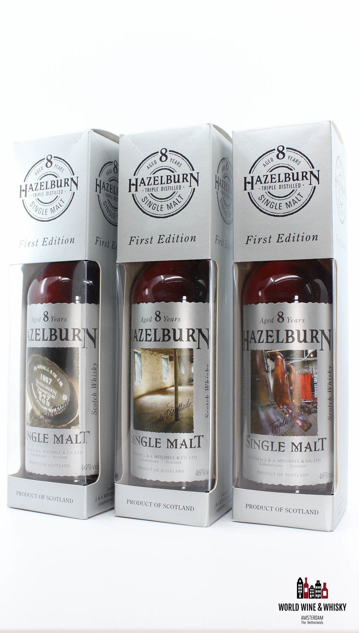 Hazelburn 8 Years Old 1997 2005 First Edition - Barrel, Malting and Stills set 46% 700 ml (full set) - WORLD WINE WHISKY 