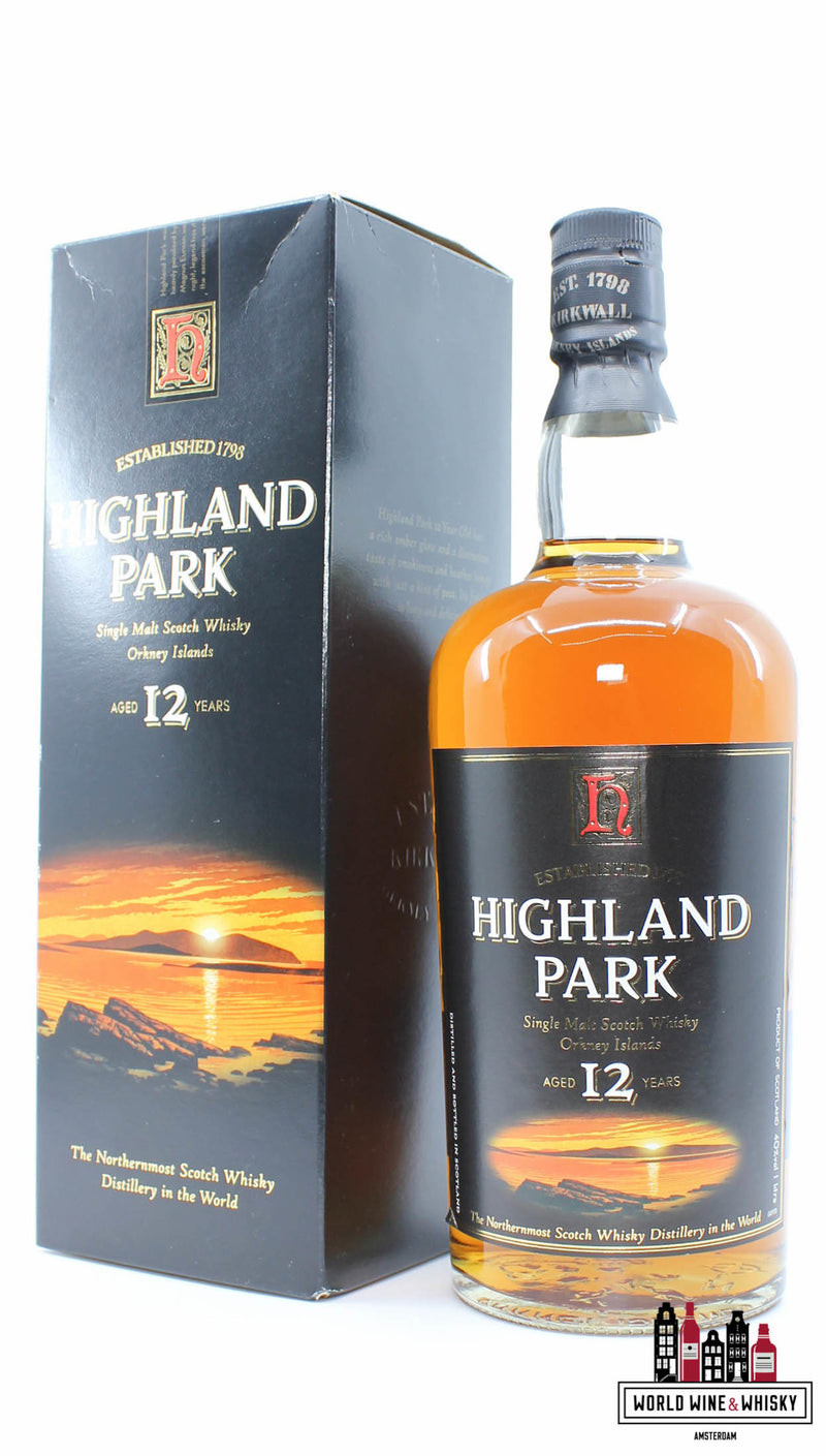 Highland Park 12 Years Old - Sunset Label, Old Label 40% 1000ml (1 Liter) - WORLD WINE WHISKY 