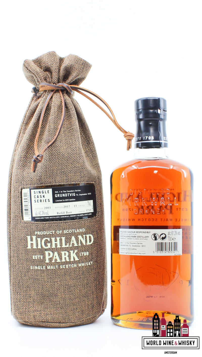 Highland Park 13 Years Old 2003 2017 - Cask 5715 - Single Cask Series - Grundtvig 61.3% (1 of 624) - WORLD WINE WHISKY 
