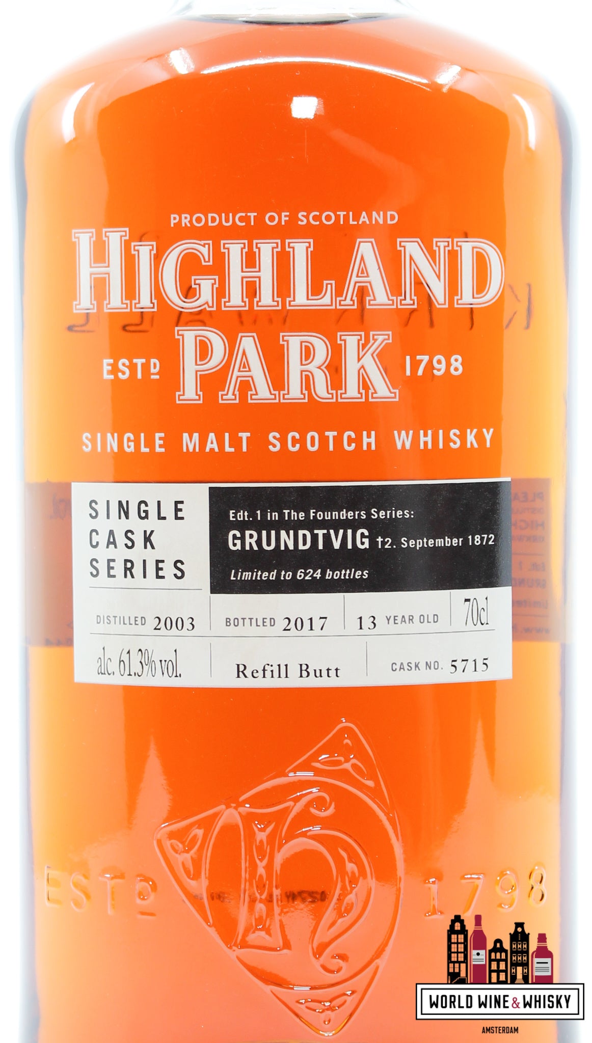 Highland Park 13 Years Old 2003 2017 - Cask 5715 - Single Cask Series - Grundtvig 61.3% (1 of 624) - WORLD WINE WHISKY 