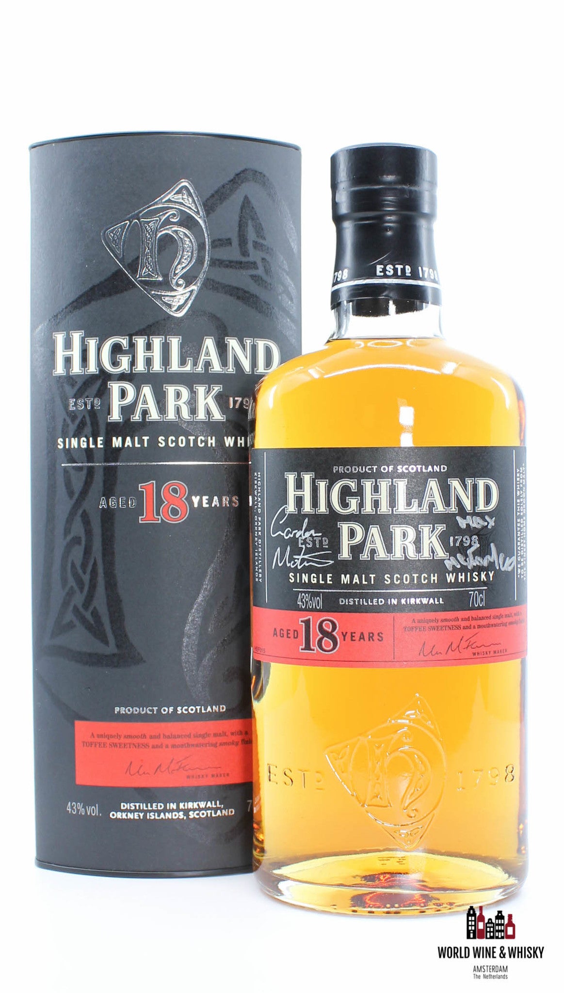 Highland Park 18 Years Old 2017 - Viking Pride signed (Gordon Motion & Max McFarlane) 43% (1 of 756) - WORLD WINE WHISKY 