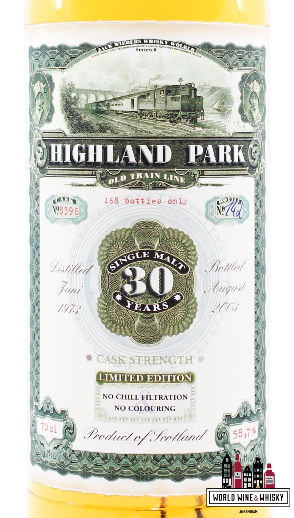 Highland Park 30 Years Old 1973 2003 - Old Train Line - Jack Wiebers Whisky World - Cask 8396 58.7% (1 of 168) - WORLD WINE WHISKY 