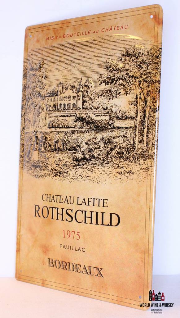 Iron Chateau Lafite Rothschild 1975 billboard plate sign - WORLD WINE WHISKY 