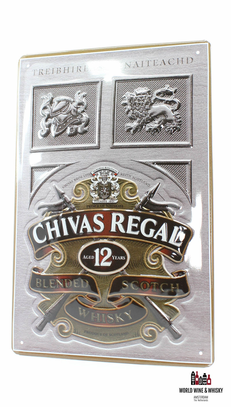 Iron Chivas Regal 12 Years Old Billboard Plate Sign - Blended Scotch Whisky - WORLD WINE WHISKY 
