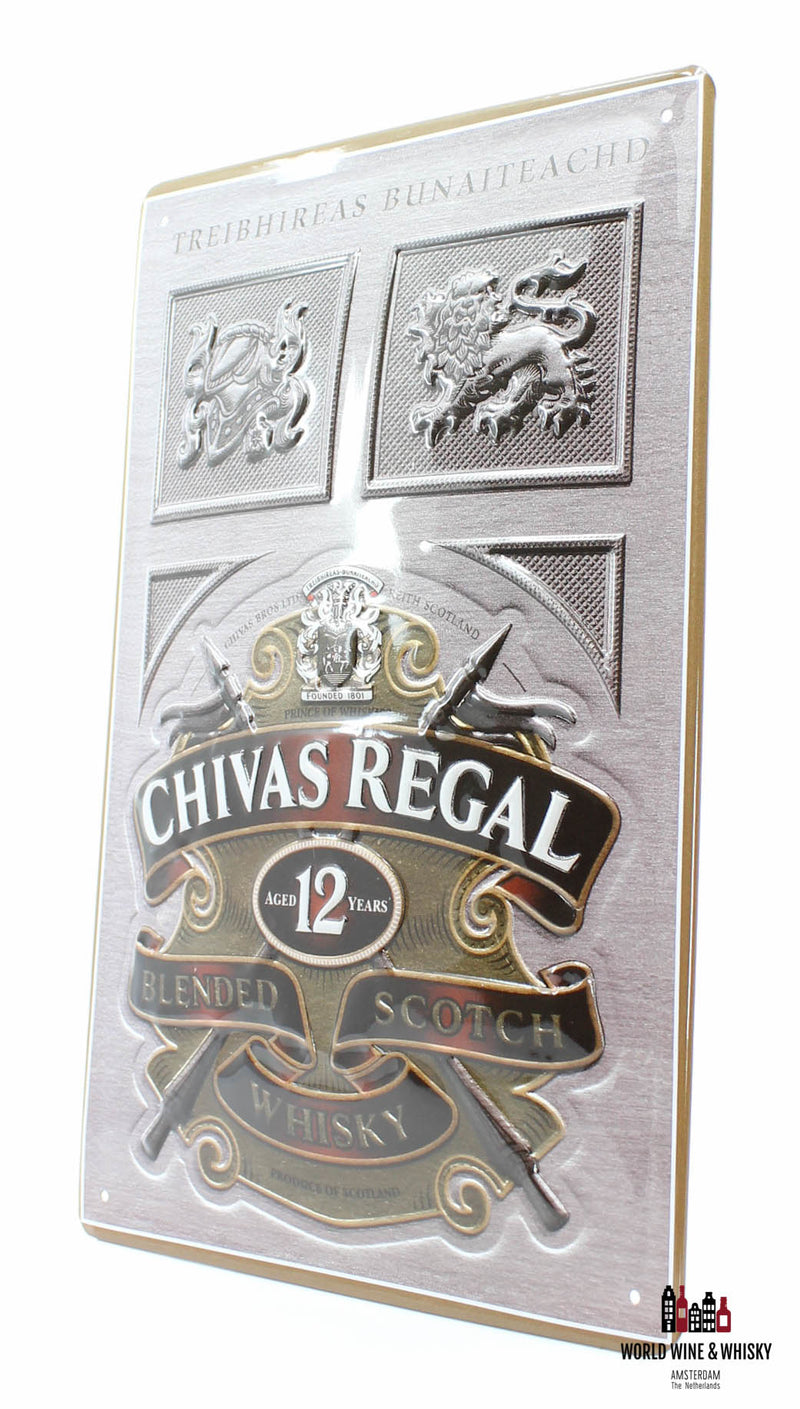 Iron Chivas Regal 12 Years Old Billboard Plate Sign - Blended Scotch Whisky - WORLD WINE WHISKY 