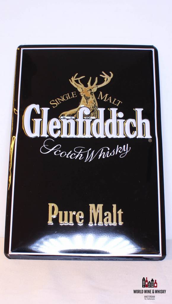 Iron Glenfiddich Pure Malt Scotch Whisky billboard plate sign - WORLD WINE WHISKY 