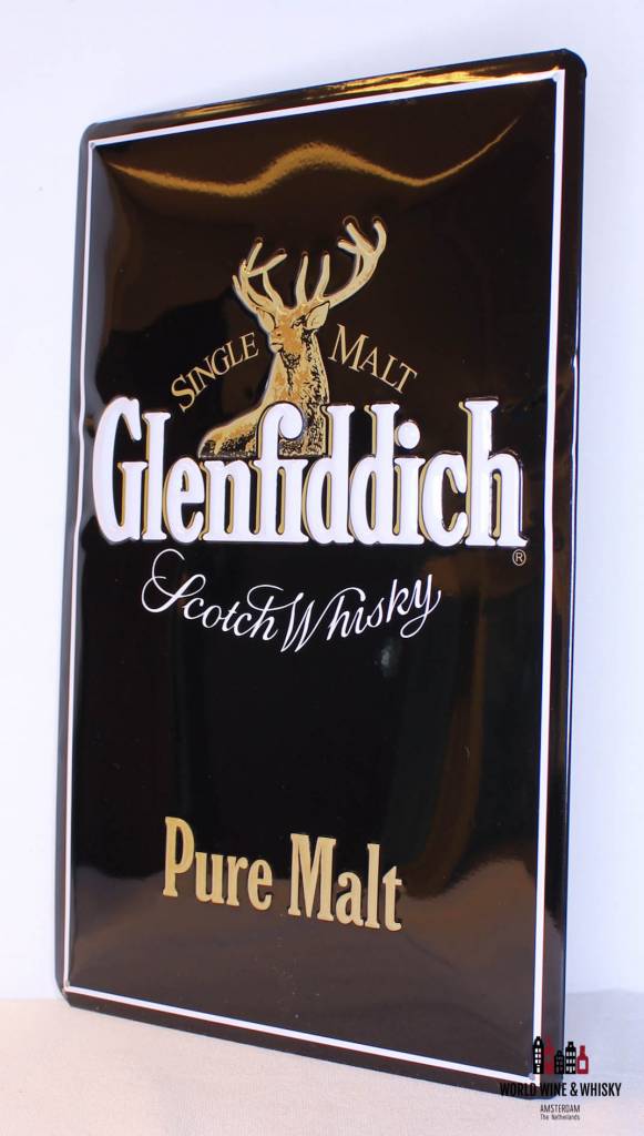 Iron Glenfiddich Pure Malt Scotch Whisky billboard plate sign - WORLD WINE WHISKY 