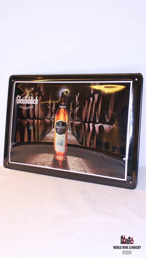 Iron Glenfiddich Pure Malt Scotch Whisky billboard plate sign (cask) - WORLD WINE WHISKY 