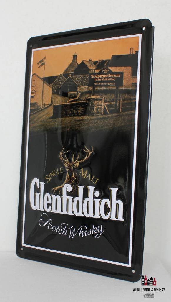 Iron Glenfiddich billboard plate sign - WORLD WINE WHISKY 