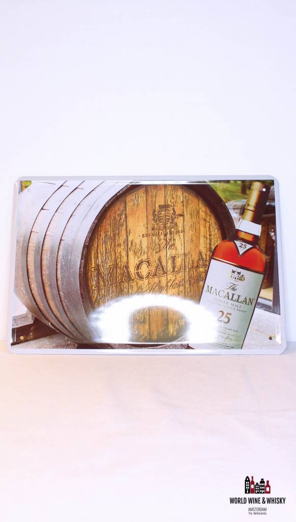 Iron Macallan 25 Years Old Single Malt Whisky billboard plate sign (cask) - WORLD WINE WHISKY 
