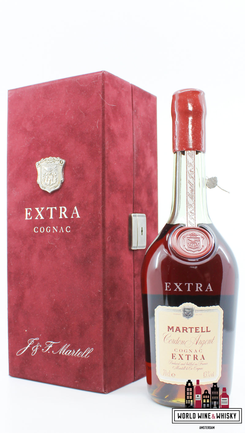 J & F Martell Cordon Argent Cognac Extra 43% (Bottled in the 80s/90s) - WORLD WINE WHISKY 