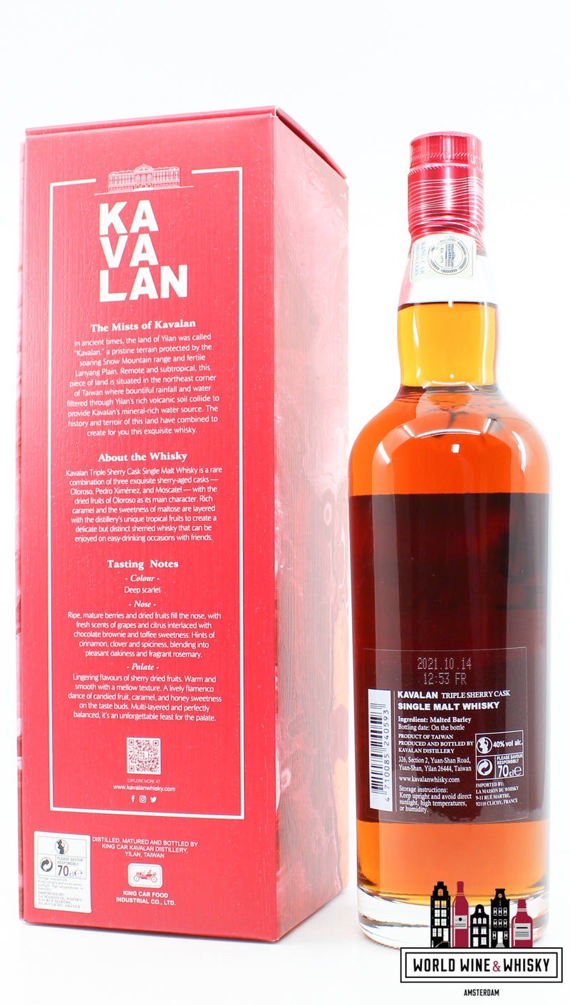 Kavalan 2021 - Triple Sherry Cask 40% - WORLD WINE WHISKY 