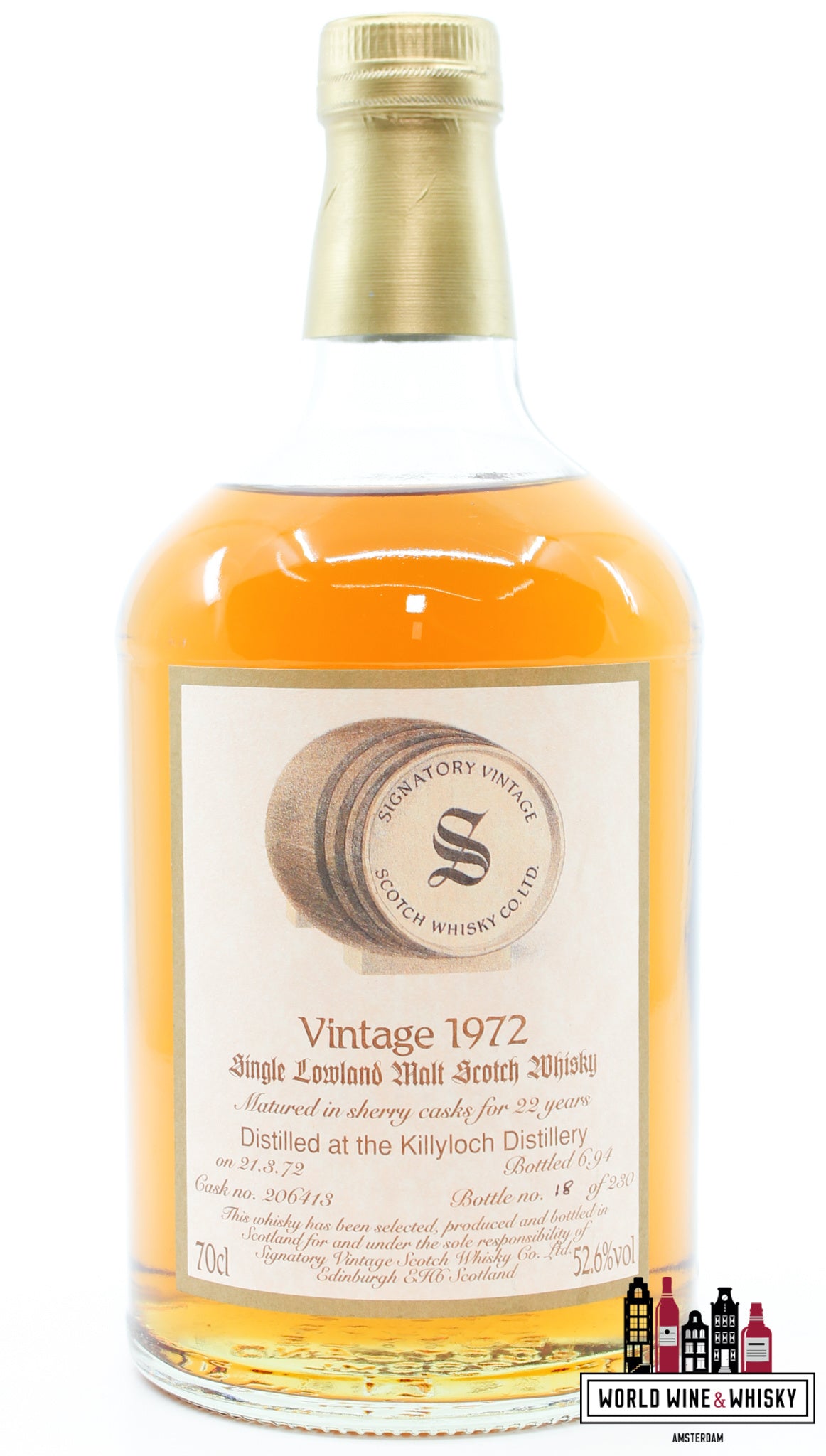 Killyloch 22 Years Old 1972 1994 - Vintage Collection - Signatory Vintage - Cask 206413 52.6% (1 of 230) - WORLD WINE WHISKY 