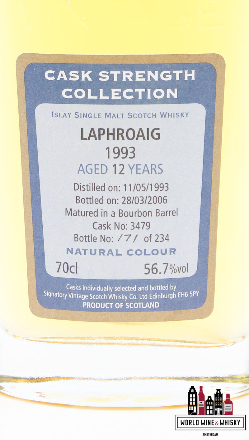 Laphroaig 12 Years Old 1993 2006 - Cask Strength Collection - Signatory Vintage - Cask 3479 56.7% (1 Of 234) - WORLD WINE WHISKY 