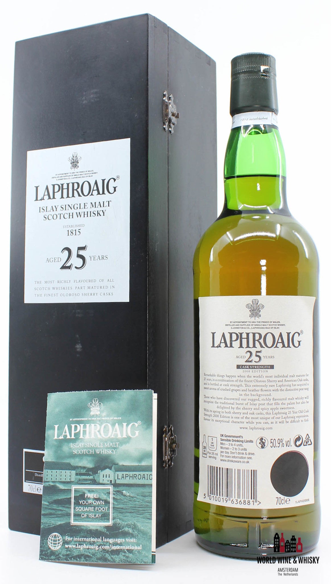 Laphroaig 25 Years Old 1983 2008 Cask Strength Edition 50.9% - WORLD WINE WHISKY 