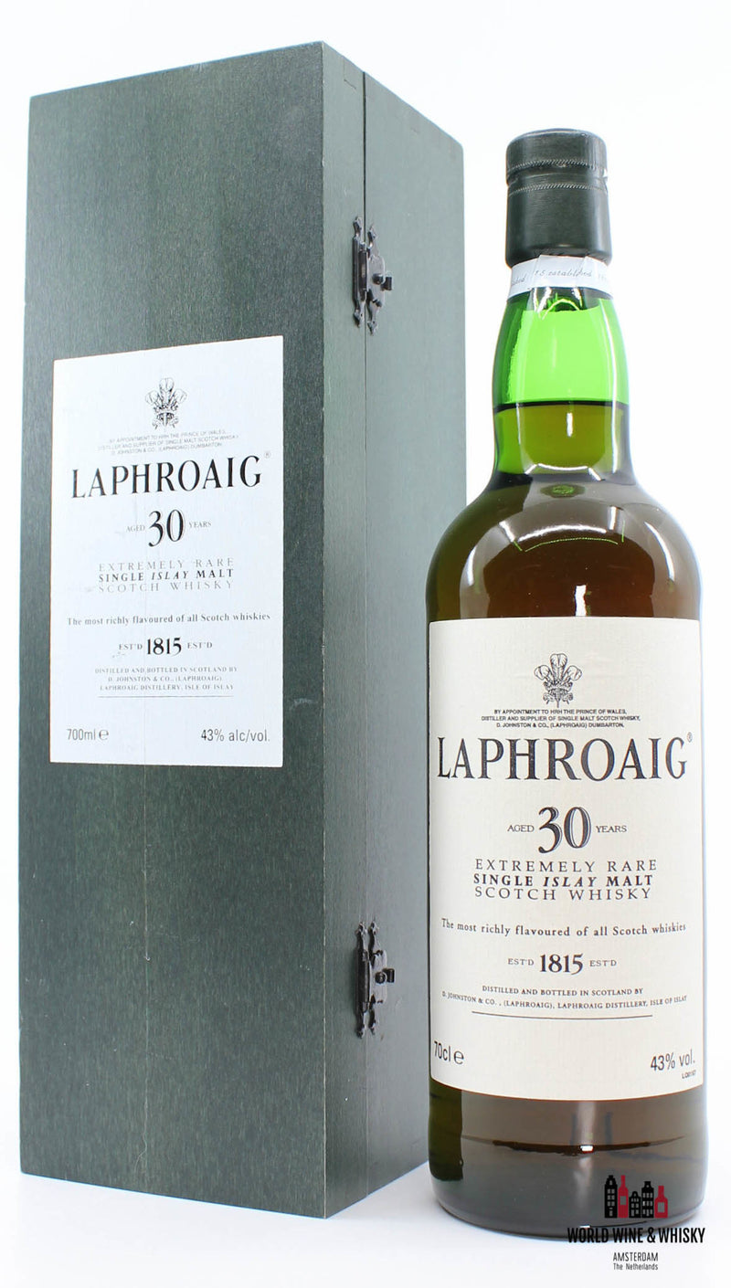 Laphroaig 30 Years Old Extremely Rare 43% 700ml (with wooden case) - WORLD WINE WHISKY 