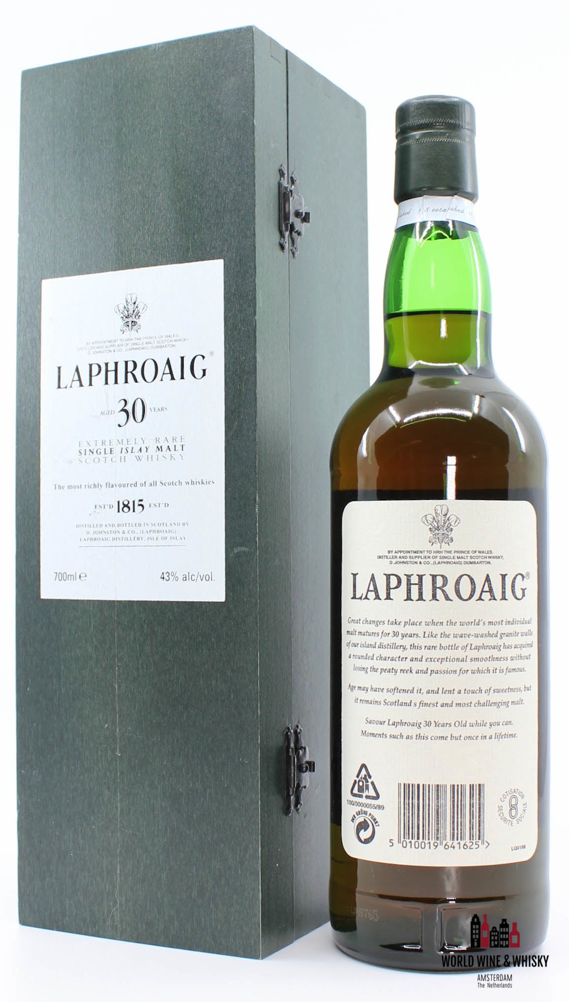 Laphroaig 30 Years Old Extremely Rare 43% 700ml (with wooden case) - WORLD WINE WHISKY 