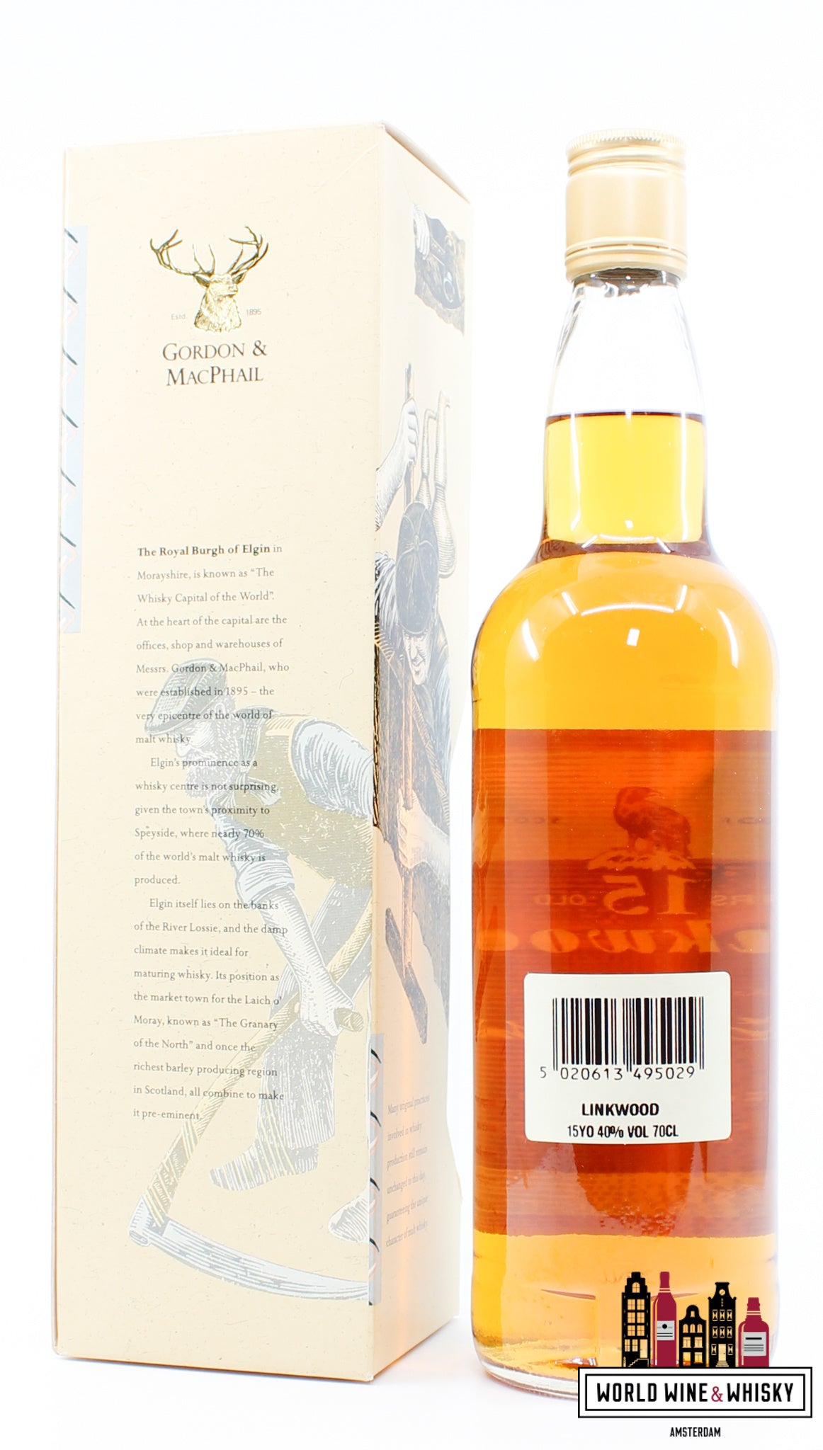 Linkwood 15 Years Old - Licensed Bottling - Gordon & MacPhail 40% (old bottling) - WORLD WINE WHISKY 