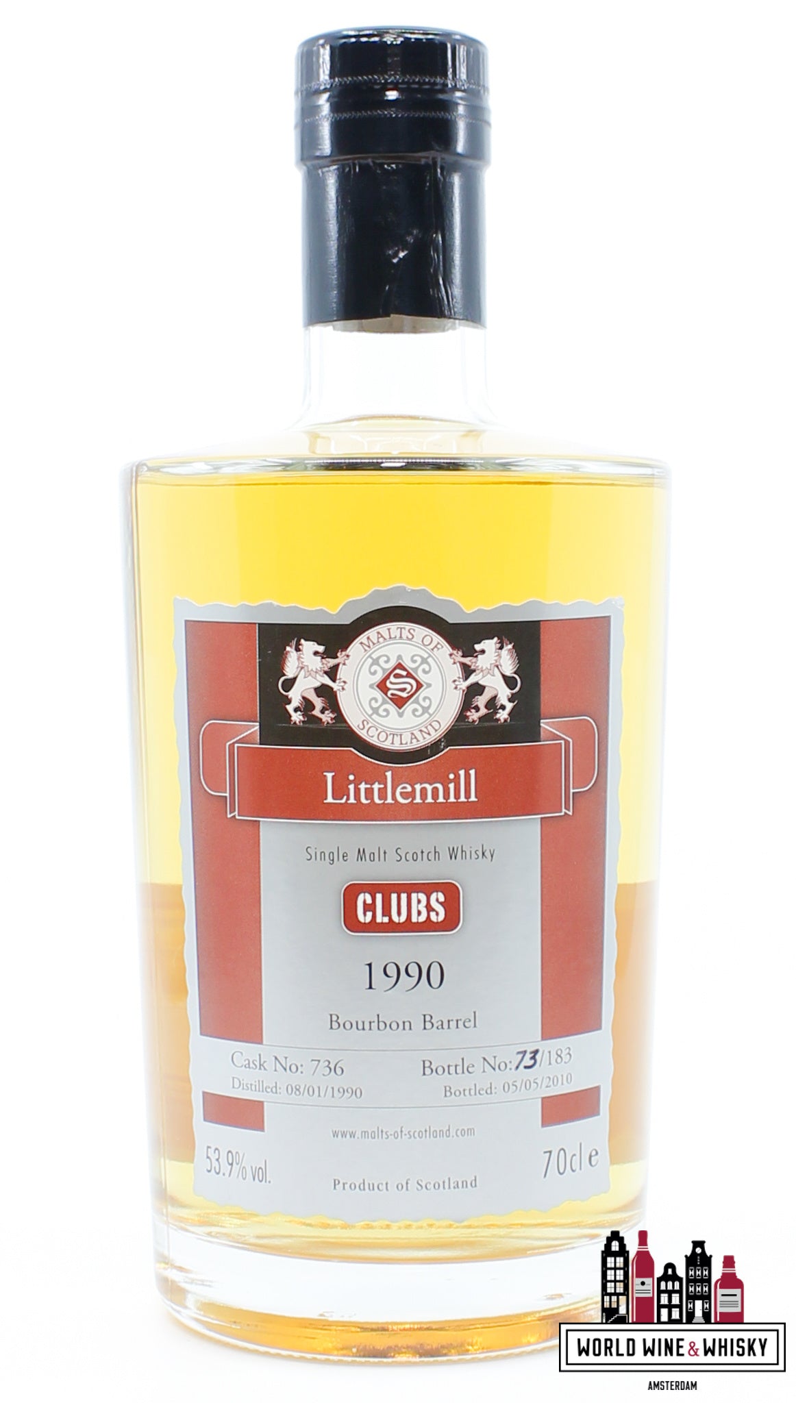 Littlemill 20 Years Old 1990 2010 - Cask 736 - Malts of Scotland 'Clubs/Fulldram' 53.9% (1 of 183) - WORLD WINE WHISKY 