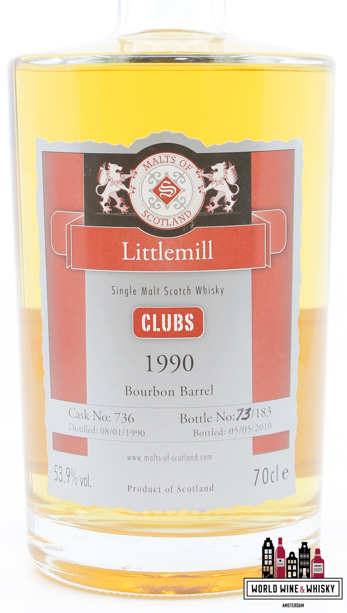 Littlemill 20 Years Old 1990 2010 - Cask 736 - Malts of Scotland 'Clubs/Fulldram' 53.9% (1 of 183) - WORLD WINE WHISKY 