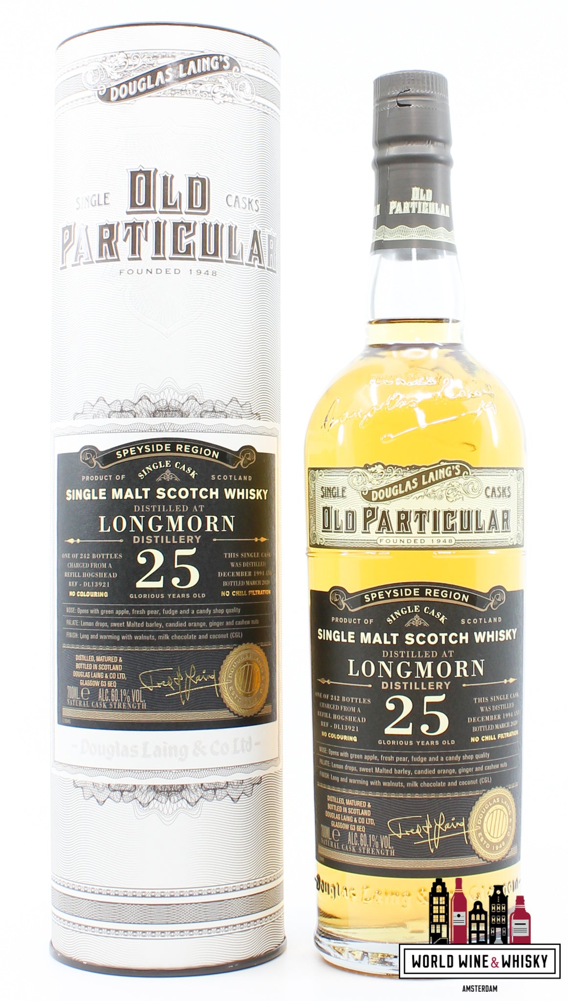 Longmorn 25 Years Old 1994 2020 - Old Particular - Cask DL13921 - Douglas Laing 60.1% (1 of 242) - WORLD WINE WHISKY 