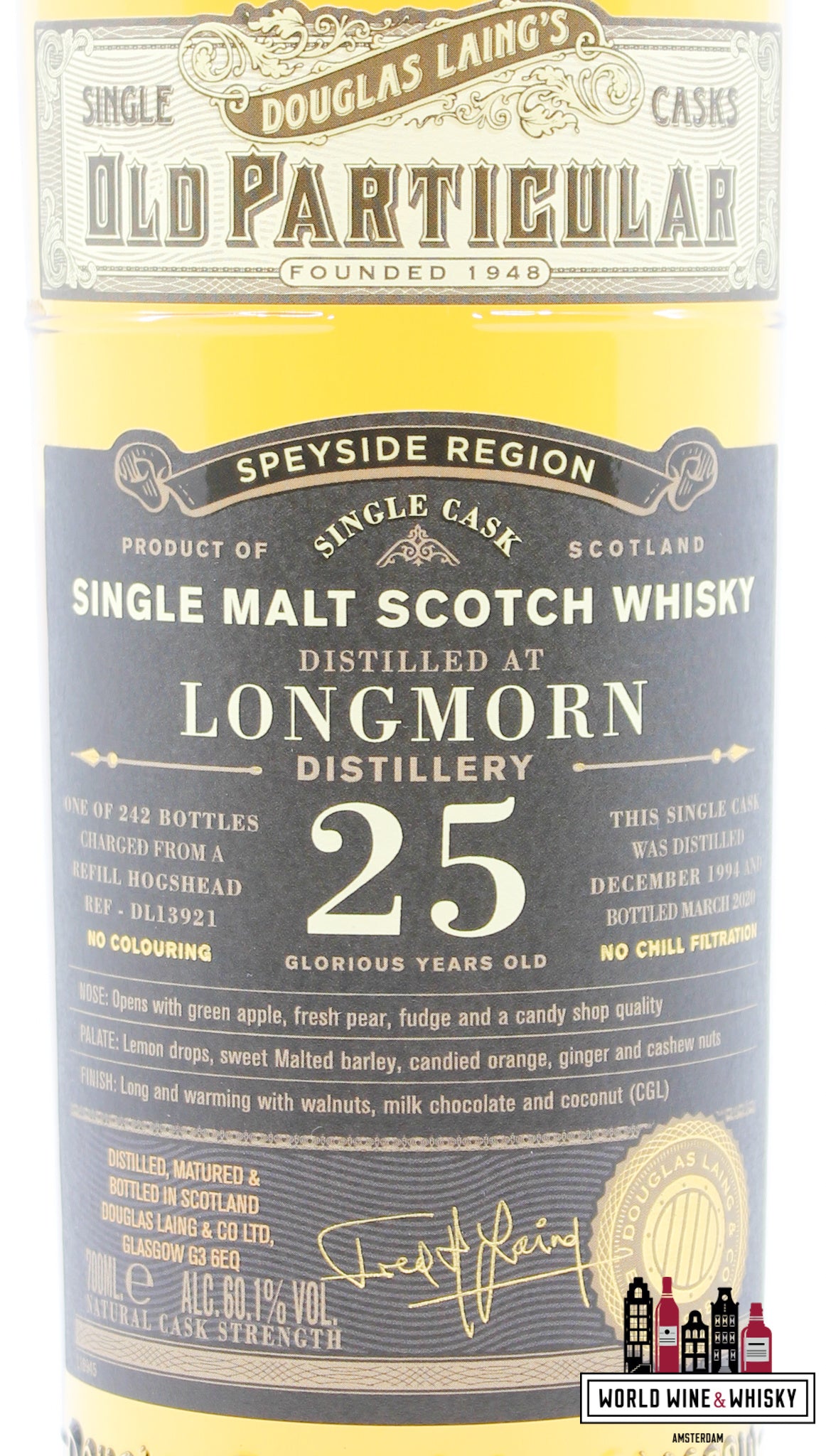 Longmorn 25 Years Old 1994 2020 - Old Particular - Cask DL13921 - Douglas Laing 60.1% (1 of 242) - WORLD WINE WHISKY 