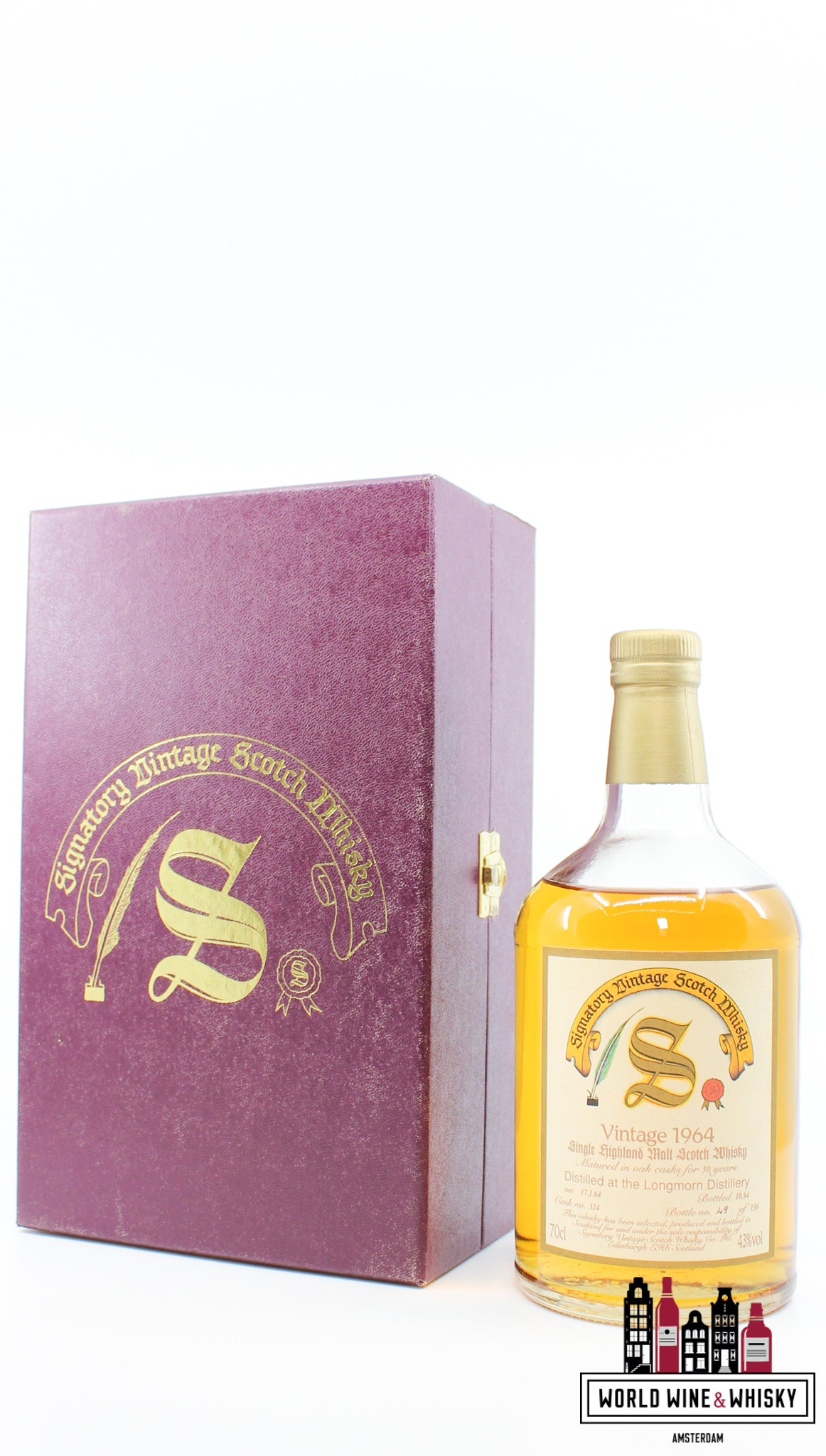 Longmorn 30 Years Old 1964 1994 - Cask 324 - Signatory Vintage - Vintage Collection 43% (1 Of 150) - WORLD WINE WHISKY 
