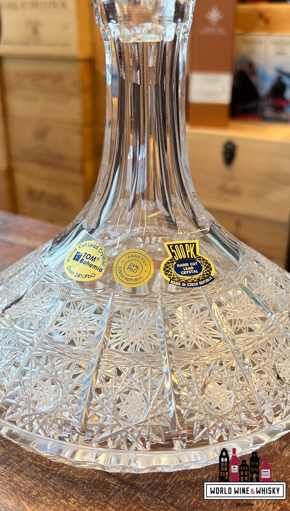 Luxury Crystal whisky ships decanter incl. stopper (handmade and hand cut) - WORLD WINE WHISKY 