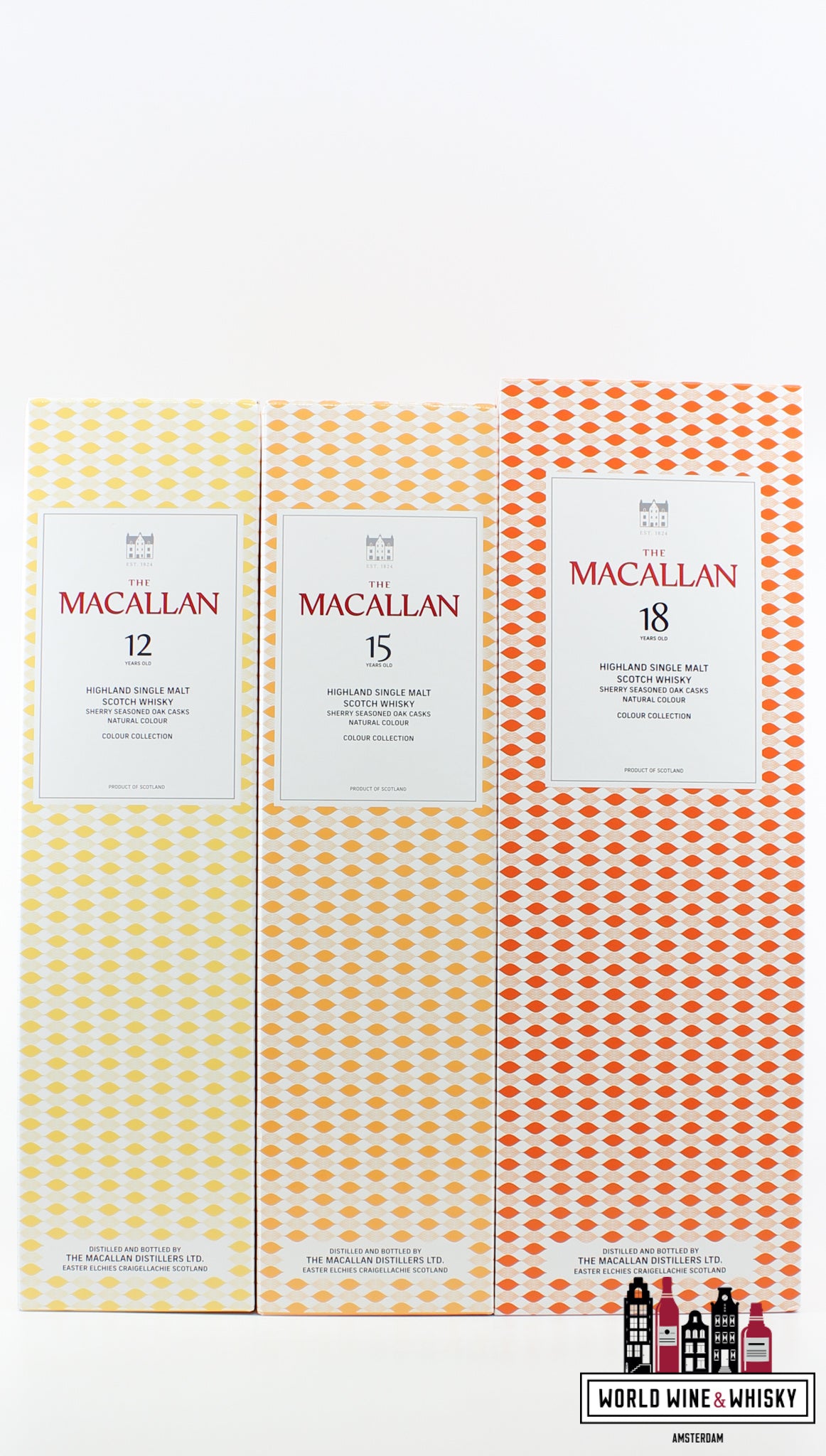 Macallan 12, 15 and 18 Years Old 2023 - Colour Collection (set of three bottles) - WORLD WINE WHISKY 