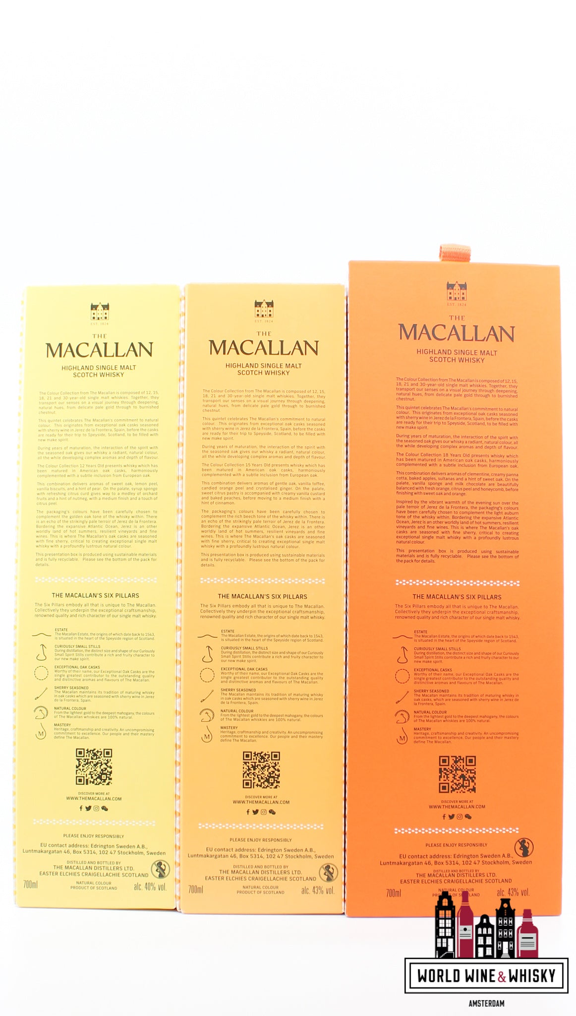 Macallan 12, 15 and 18 Years Old 2023 - Colour Collection (set of three bottles) - WORLD WINE WHISKY 