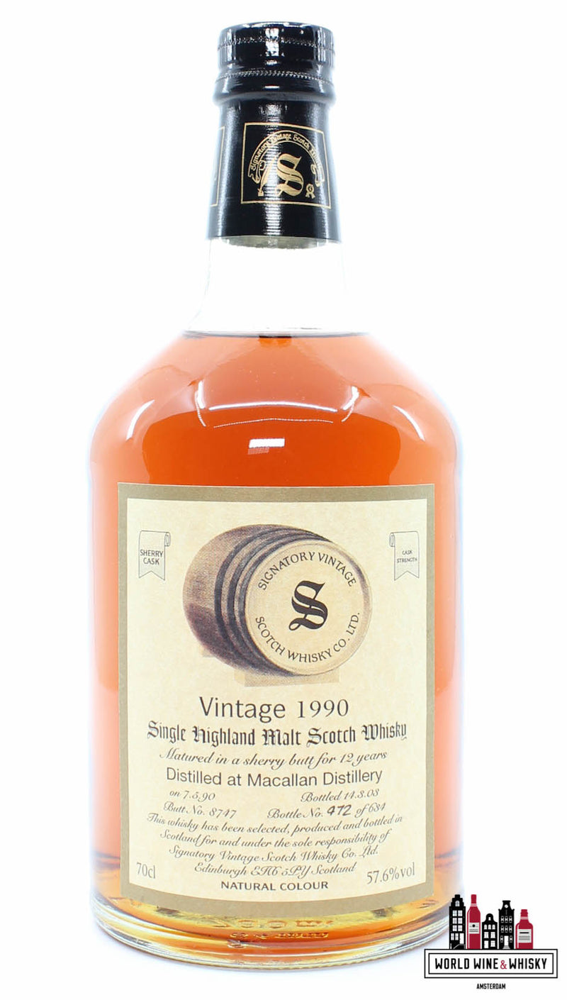 Macallan 12 Years Old 1990 2003 - Cask 8747 - Vintage Collection - Signatory Vintage 57.6% (1 of 634) - WORLD WINE WHISKY 