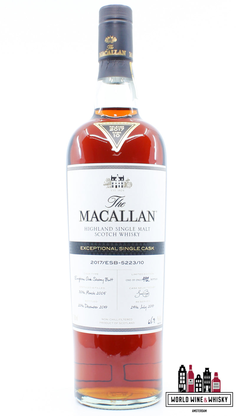 Macallan 12 Years Old 2005 2017 - Exceptional Single Cask 2017/ESB-5223/10 - Cask 5223 65.9% (1 of 492) - WORLD WINE WHISKY 