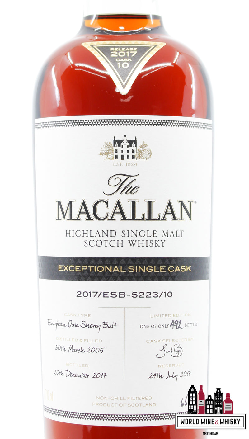 Macallan 12 Years Old 2005 2017 - Exceptional Single Cask 2017/ESB-5223/10 - Cask 5223 65.9% (1 of 492) - WORLD WINE WHISKY 