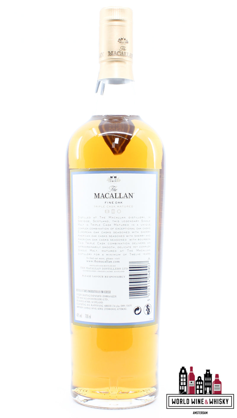 Macallan 12 Years Old - Fine Oak - Triple Cask Matured 40% 700ml (without the cardboard case) - WORLD WINE WHISKY 