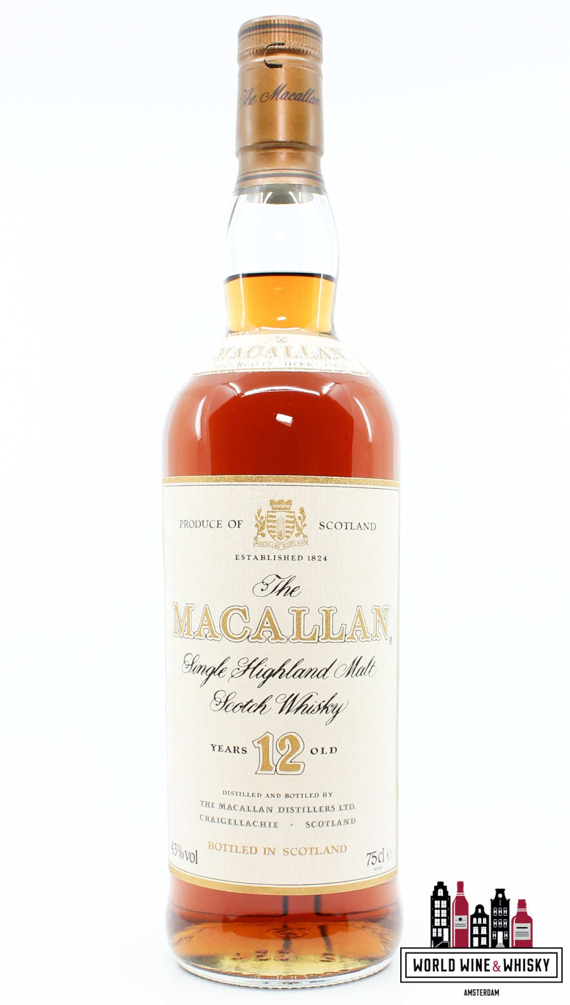 Macallan 12 Years Old Sherry Wood - Old bottling - Supplied for Duty Free only 43% 750ml - WORLD WINE WHISKY 