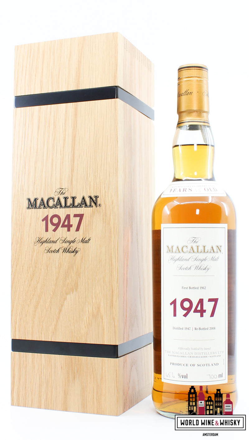 Macallan 15 Years Old 1947 1962 - Fine & Rare (Re-bottled in 2008) 45.4% (in luxury wooden case) - WORLD WINE WHISKY 