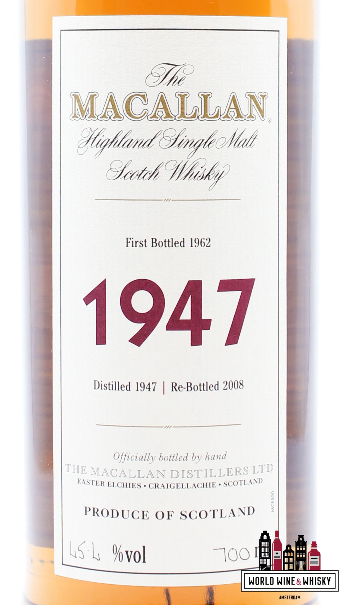 Macallan 15 Years Old 1947 1962 - Fine & Rare (Re-bottled in 2008) 45.4% (in luxury wooden case) - WORLD WINE WHISKY 