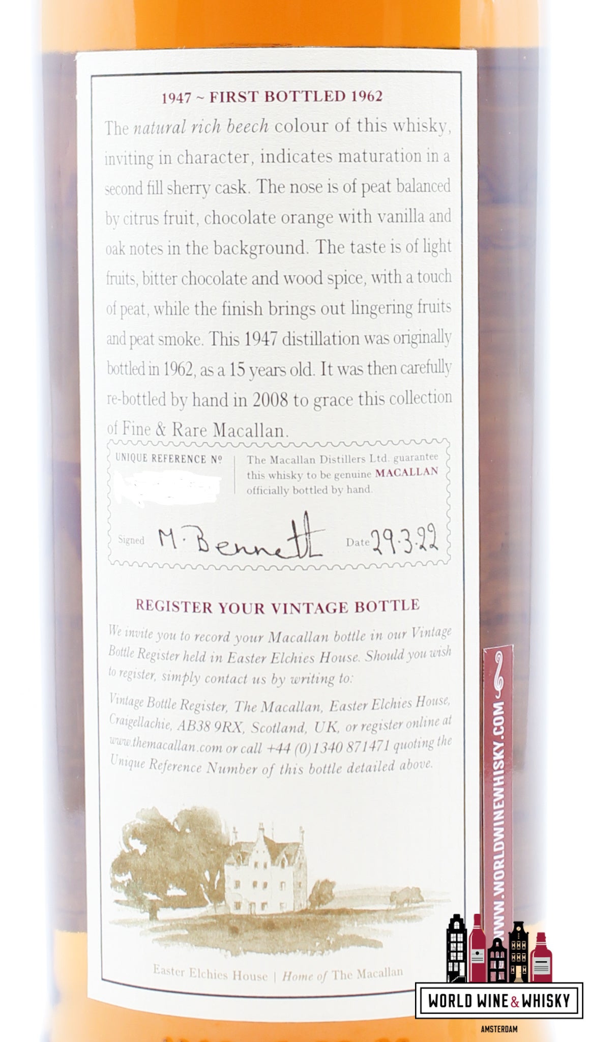 Macallan 15 Years Old 1947 1962 - Fine & Rare (Re-bottled in 2008) 45.4% (in luxury wooden case) - WORLD WINE WHISKY 