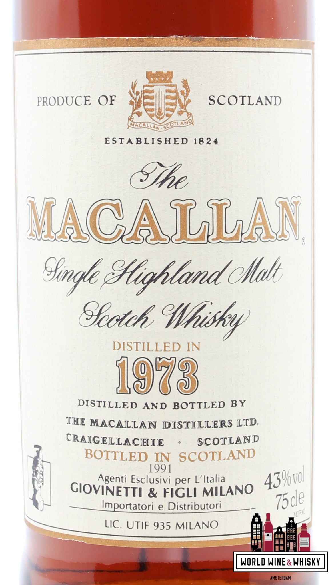 Macallan 18 Years Old 1973 1991 Sherry Wood - Giovinetti & Figli Milano, Italia 43% 750ml - WORLD WINE WHISKY 