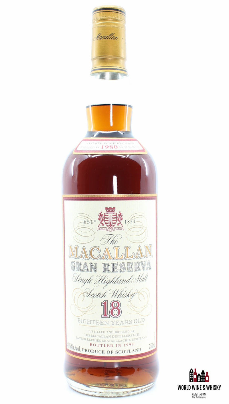 Macallan 18 Years Old 1980 1999 - Gran Reserva - Sole U.S.A. Distributor, Remy Amerique Inc. New York, N.Y. 750ml - WORLD WINE WHISKY 