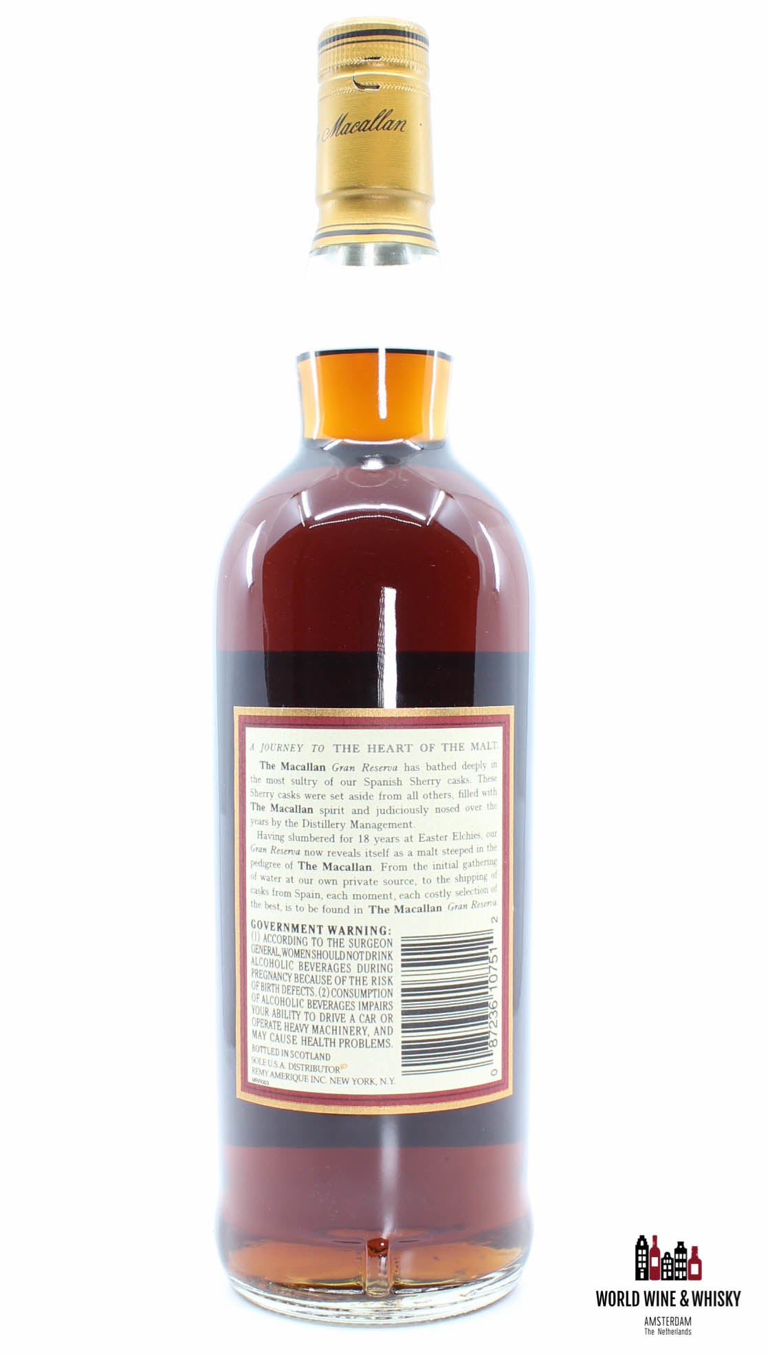 Macallan 18 Years Old 1980 1999 - Gran Reserva - Sole U.S.A. Distributor, Remy Amerique Inc. New York, N.Y. 750ml - WORLD WINE WHISKY 